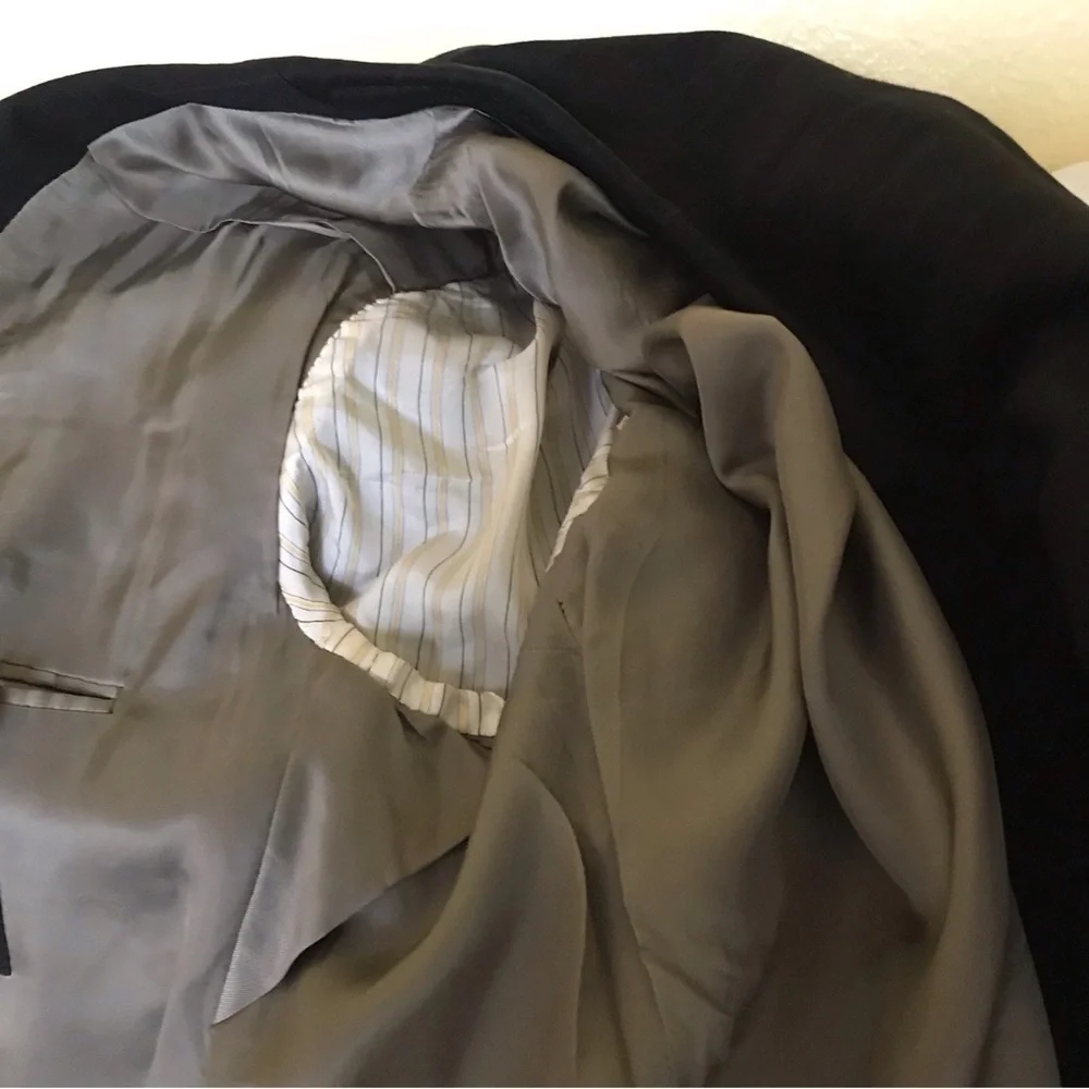 Ermenegildo Zegna Su Misura Wool Jacket Size 58C Black Pinstripe Switzerland